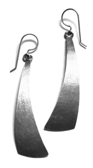 WEDGE $130-sterling silver earrings with mizzy texture (2 1/5" long not including ear wire)